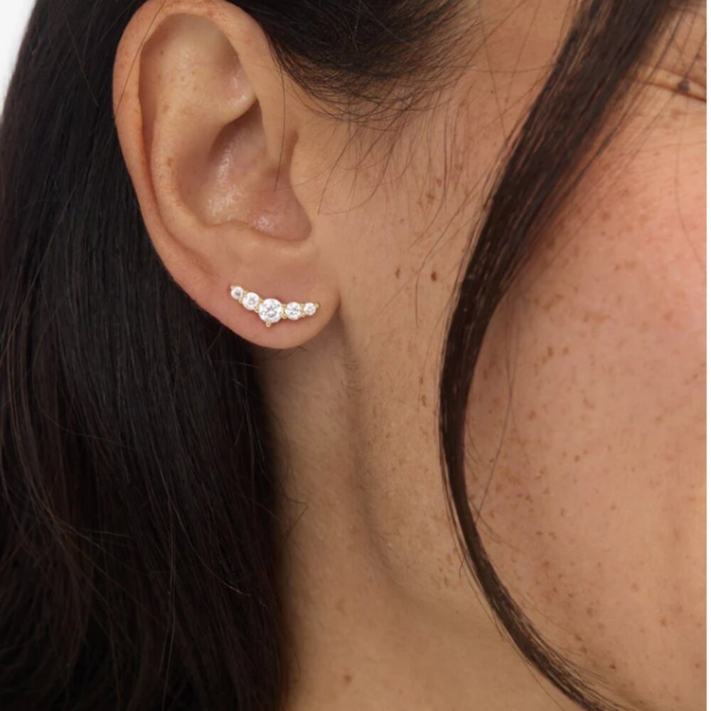Melinda Maria Radiant Stud Earrings • Gold / White Diamondettes • NWOT - Picture 2 of 6